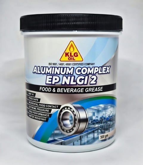 KLG Aluminum Complex EP NLGI 2 Food & Beverage Grease 500g jar with black lid