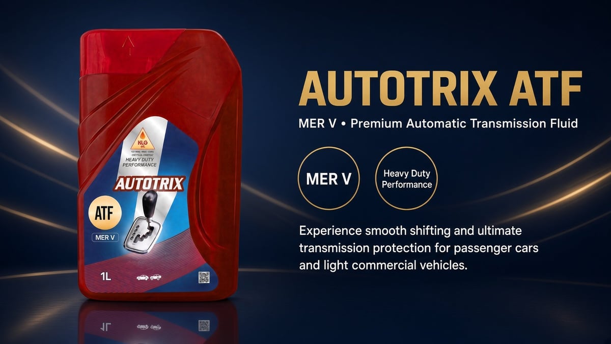 AUTOTRIX ATF MER V premium automatic transmission fluid 1L bottle on dark background with product features and benefits text