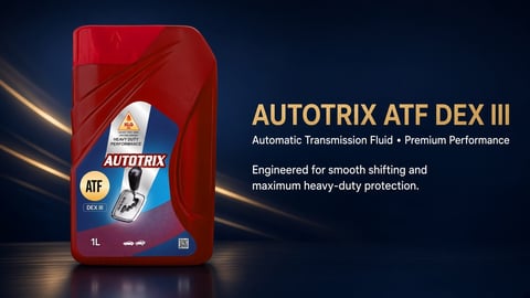 Autotrix ATF DEX III automatic transmission fluid bottle with product description highlighting smooth shifting and heavy-duty protection